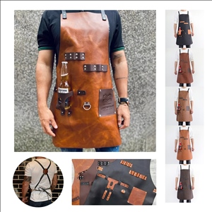 Customizable PU Leather Apron With Multi-Pockets
